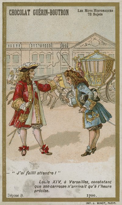 Chocolat Guerin-Boutron trade card, Historic Words series by French School
