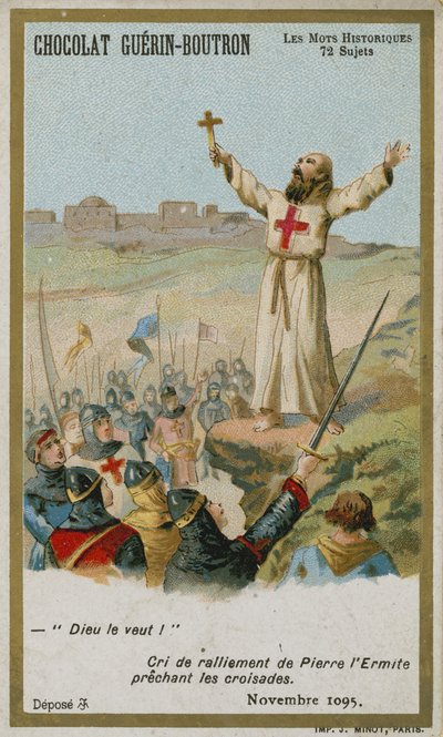 Chocolat Guerin-Boutron trade card, Historic Words series by French School