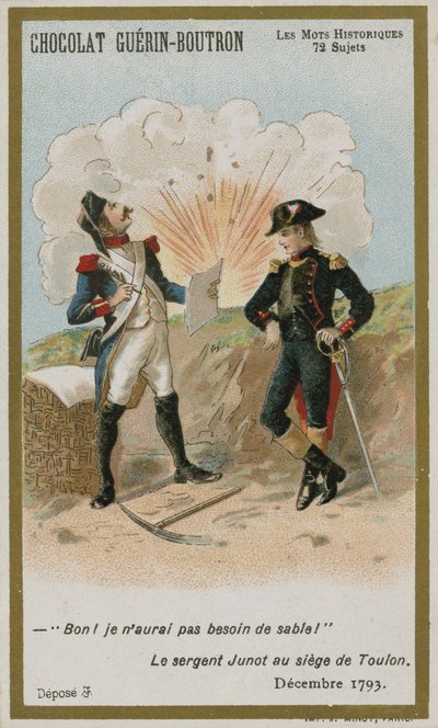 Chocolat Guerin-Boutron trade card, Historic Words series by French School