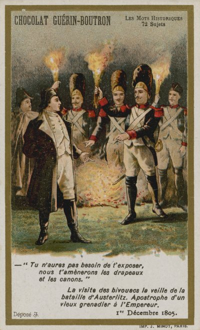 Chocolat Guerin-Boutron trade card, Historic Words series by French School