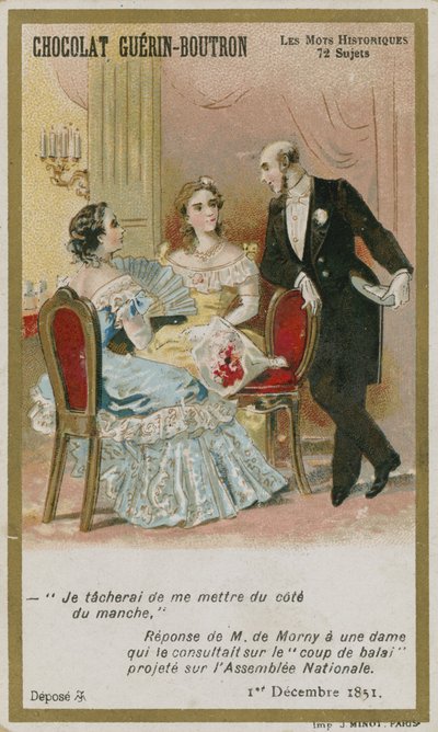 Chocolat Guerin-Boutron trade card, Historic Words series by French School