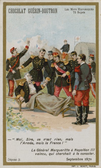 Chocolat Guerin-Boutron trade card, Historic Words series by French School