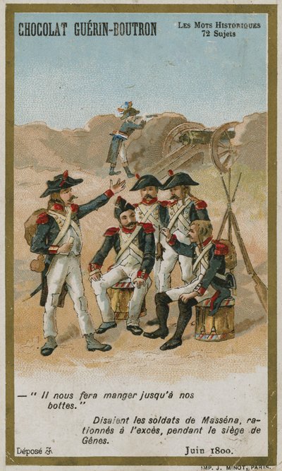 Chocolat Guerin-Boutron trade card, Historic Words series by French School