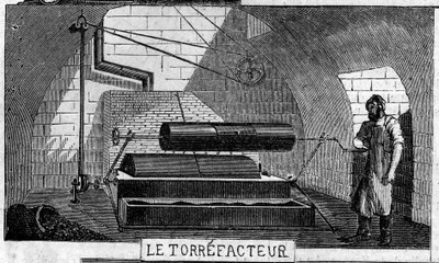 Chocolate making: the torrefactor. Usine de M. Masson, Paris by French School
