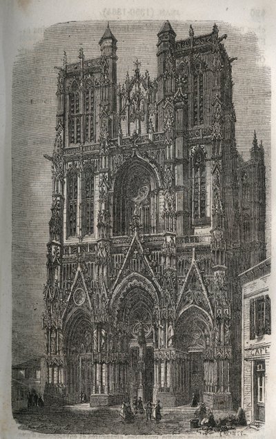 Church Saint-Vulfran in Abbeville in the department of the Somme in France - engraving in 