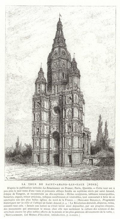 Church Tower of the Abbey of Saint-Amand-les-Eaux by French School