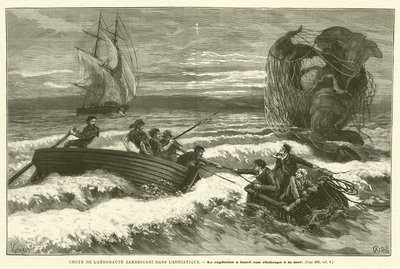 Fall of the Aeronaut Zambeccari in the Adriatic (engraving) by French School