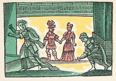 Cinderella or the Little Glass Slipper, from Histories or Tales of Past Times Told by Mother Goose, With Morals, by M. Perrault, pub. 1925 (hand coloured woodblock print) by French School
