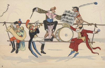 Circus scene, from a set of interconnecting postcards by French School