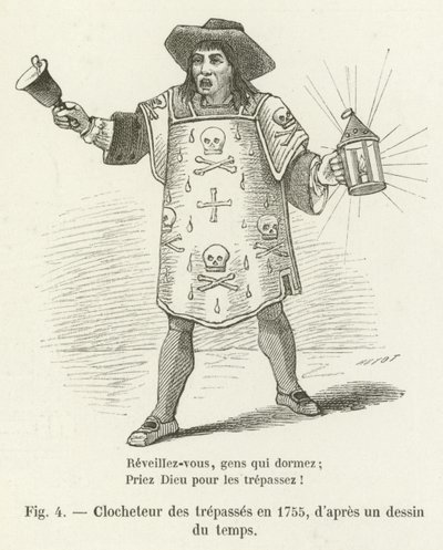 Bell ringer of the deceased in 1755, after a drawing of the time by French School