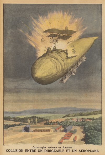 Collision between an Airship and an Aeroplane in Austria by French School