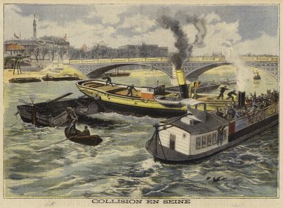 Collision on the River Seine, Paris, 1897 by French School