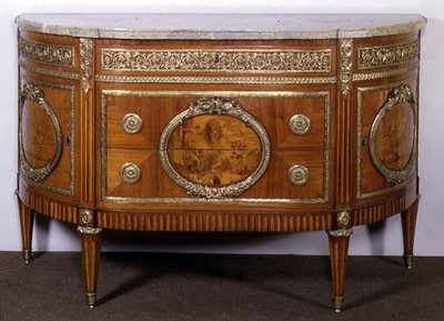 Commode with Tulipwood Marquetry Panels, Ormolu Mounts, by Joseph Stockel by French School