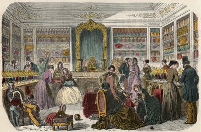 Confectionery shop in Paris in the 19th century - Engraving in 