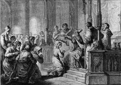 Consecration of Saint Genevieve, circa 430: Saint Germain, bishop of Auxerre by French School
