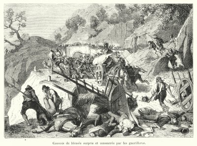 Convoys of Wounded Surprised and Massacred by Guerrillas (engraving) by French School