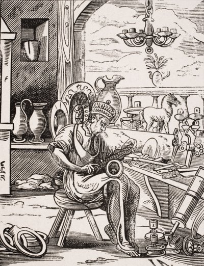 Coppersmith, reproduction of a woodcut by Jost Amman from 