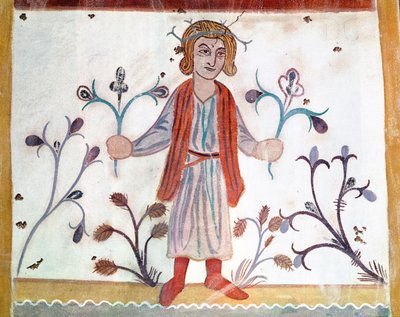 Copy of a medieval original depicting April, from the Occupations of the Months, from the Chapelle de Pritz, Laval by French School