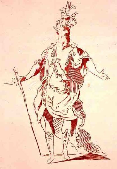 Costume design for a River God, from the Menus Plaisirs Collection, facsimile by A. Guillaumot Fils, c.1750 by French School