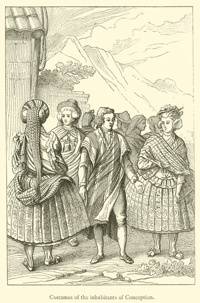 Costumes of the Inhabitants of Conception (engraving) by French School