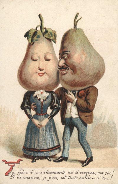 Couple with pear heads by French School