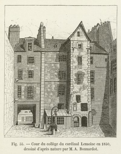 Courtyard of the College of Cardinal Lemoine in 1850, Drawn from Nature by M. A. Bonnardot by French School