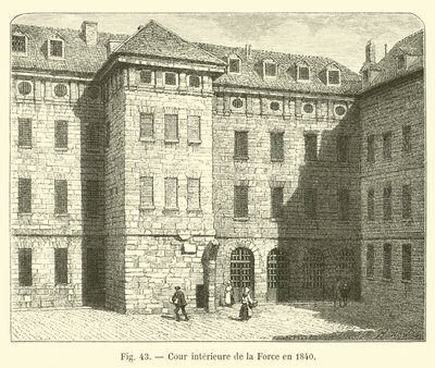 Inner Courtyard of La Force in 1840 by French School