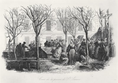 Courtyard of the Paris St. Lazare Prison, c. 1840 by French School
