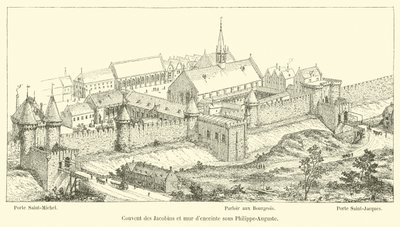 Convent of the Jacobins and city wall under Philippe-Auguste by French School