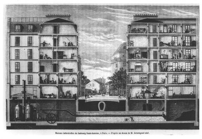 Cross-Section of Industrial Houses at Faubourg Saint-Antoine in Paris, Illustration from Le Magasin Pittoresque, 1885 by French School