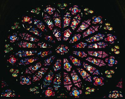 Death and Assumption of the Virgin and the Heavenly Choir, from the west rose window, c.1260 by French School