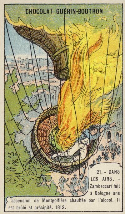 Death of Francesco Zambeccari in a ballooning accident, Bologna by French School