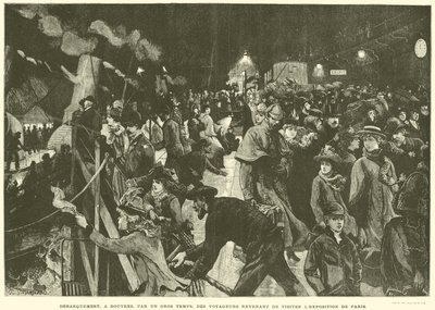 Disembarkation at Dover in Rough Weather, of Travelers Returning from Visiting the Paris Exhibition by French School
