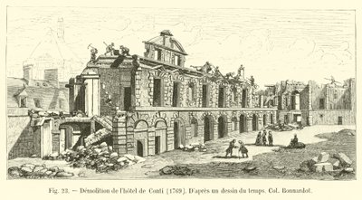 Demolition of the Hotel de Conti, 1769, after a drawing of the time, Col Bonnardot by French School