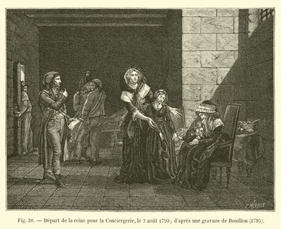 Departure of the Queen for the Conciergerie, August 2, 1793; after an engraving by Bouillon, 1795 by French School