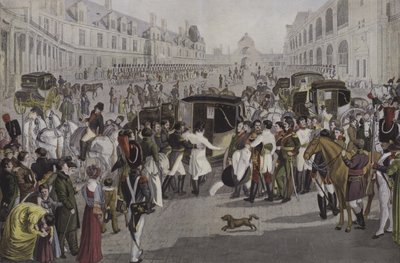 Departure of Napoleon from Fontainebleau, 20 April 1814 by French School