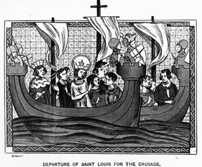 Departure of St. Louis for the Crusade by French School