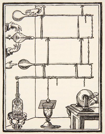 Electric discharges in rarefied air, 1753, illustration from Histoire de la Nation Francaise, Sciences, Volumes I & II by French School