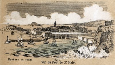 Description of the different types of landscapes and reliefs according to geography: detail depicting the port of Saint Malo in Brittany. Plate 