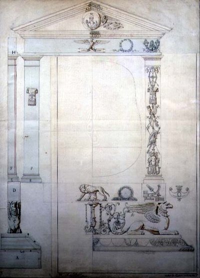 Design for a Cheval mirror, c.1815 by French School