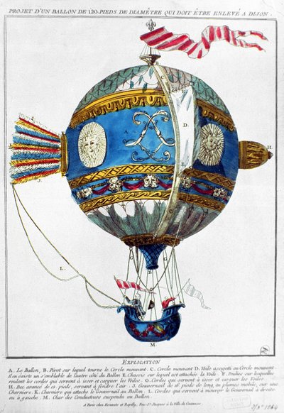 Design for a Hot-Air Balloon with a Diameter of 120 Feet to Take Off at Dijon by French School