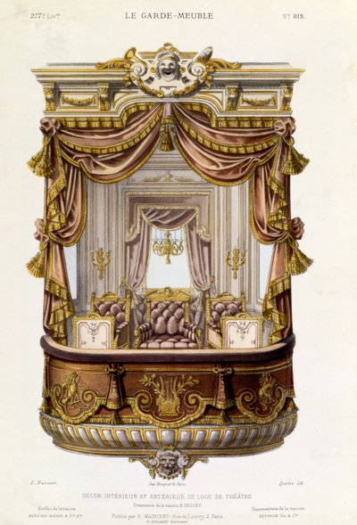 Design for the Interior and Exterior of a Theatre Box, illustration from Le Garde-Meuble magazine, c.1860 by French School