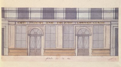 Design for the facade of the Cafe Procope by French School