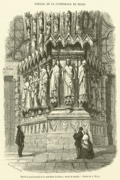 Detail of the Main Portal of the Reims Cathedral (detail) by French School
