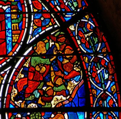 Detail from a Window Depicting the Parable of the Good Samaritan: God Creates the Angels by French School