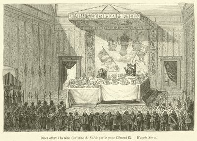Dinner Offered to Queen Christina of Sweden by Pope Clement IX by French School