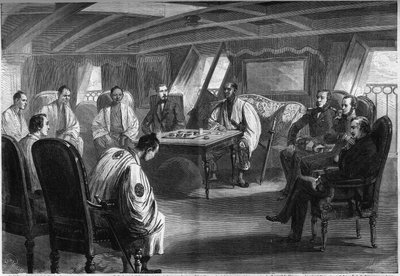 Diplomatic conference aboard the French ship “Semiramis” to try to resolve the crisis between Japan and Great Britain, July 2 by French School