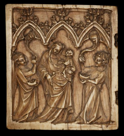 Diptych Panel with Virgin and Child and Two Angels by French School