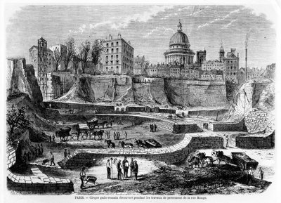 Discovery of the Gallo-Roman Amphitheatre in Paris during the Construction Work on the Rue Monge in 1869, 1870 by French School