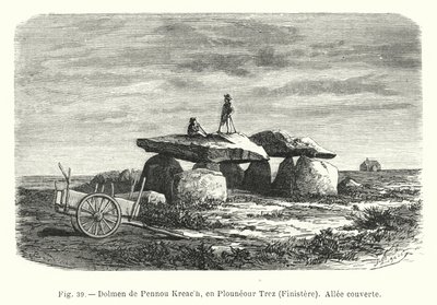 Dolmen of Pennou Kreach, in Plouneour Trez, Finistere, Covered Alley by French School